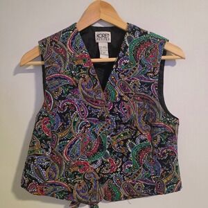 Koret Petites Paisley Print Sleeveless Button Front Vest Size 4P
